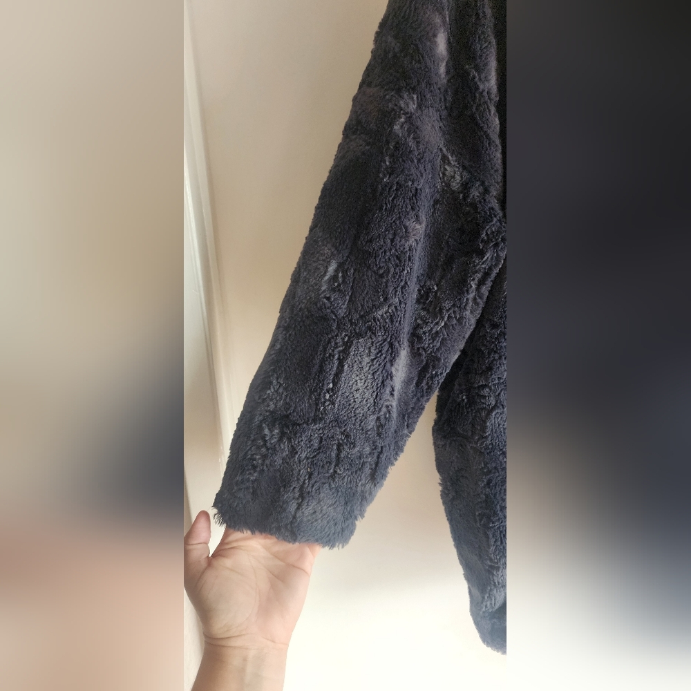 Anthropologie Tiny Editions Midnight Blue Faux‎ Fur Coat Sz S - Picture 4 of 7